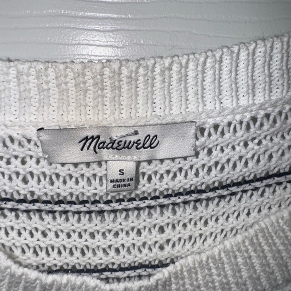 Madewell White and Black Striped Crew Neck Sweater Size S - Picture 3 of 5